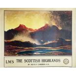 c1924 London, Midland & Scottish Railway (LMS) quad-royal POSTER 'The Scottish Highlands' by Sir