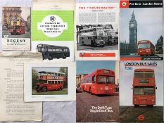 Selection of BROCHURES AND LEAFLETS for London bus types from the 1940s-80s covering RT, RF, RM
