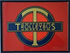 London Transport 'T - TROLLEYBUS' SIGN of the type affixed to all London trolleybuses at the front