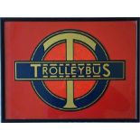 London Transport 'T - TROLLEYBUS' SIGN of the type affixed to all London trolleybuses at the front