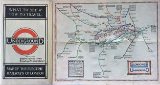 1922 London Underground MAP OF THE ELECTRIC RAILWAYS OF LONDON 'What to See & How to Travel' with