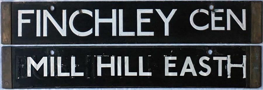 London Underground 1938-Tube Stock enamel CAB DESTINATION PLATE for Finchley Cen / Mill Hill East on