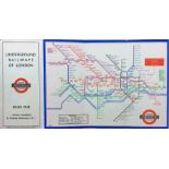 1934 London Underground 'Railways of London' POCKET MAP. An early H C Beck diagrammatic card map