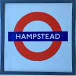 London Underground enamel PLATFORM SIGN from Hampstead station on the Northern Line. This is a