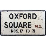 A London STREET SIGN for Oxford Square, W2, Nos 17 to 31. Oxford Square is in Bayswater, to the west