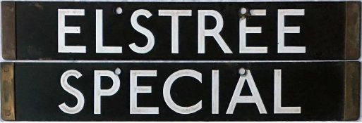 London Underground 1938-Tube Stock enamel CAB DESTINATION PLATE for Elstree / Special on the