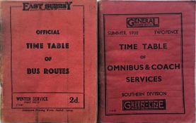 East Surrey Traction Co Ltd POCKET TIMETABLE of Bus Routes, Winter Service (first issue) 1931 (7/