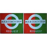 London Transport enamel BUS & COACH STOP FLAG (request). A 1950s/60s 'bullseye'-style, double-