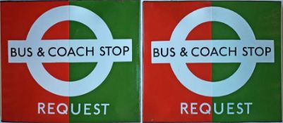 London Transport enamel BUS & COACH STOP FLAG (request). A 1950s/60s 'bullseye'-style, double-