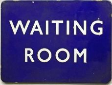 British Railways (Eastern Region) fully-flanged ENAMEL SIGN 'Waiting Room'. Measures 24" x 18" (61cm