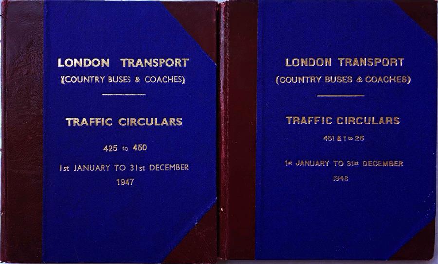 Bound volumes of London Transport TRAFFIC CIRCULARS for Country Buses & Coaches for the years 1947