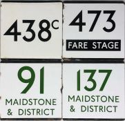 Selection of London Transport bus stop enamel E-PLATES originating in the East Grinstead area and