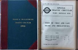 Officially bound volume of London Transport TRAFFIC CIRCULARS (Trams & Trolleybuses) for 1936. In