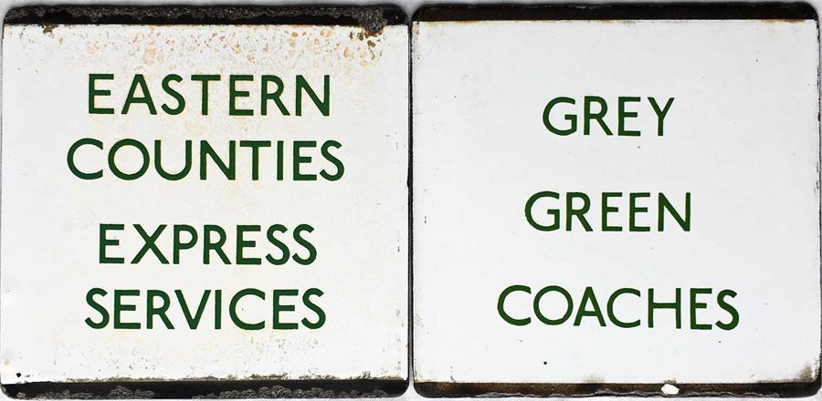 Pair of London Transport coach stop enamel E-PLATES for Eastern Counties Express Services and Grey - Image 2 of 2