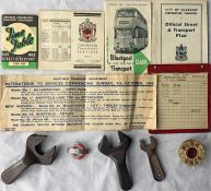 Collection of bus & tram items comprising 3 x cast-iron TRAM CONTROLLER KEYS, London tram/trolleybus