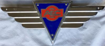 An AEC winged COACH BADGE as fitted to the front panel of AEC coaches, such as the Reliance, 1950s-
