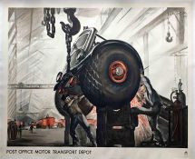 1937 Post Office (GPO) quad-royal POSTER 'Motor Transport Depôt' by Lili Rethi (1894-1971) showing