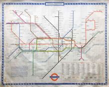 1964 (December) London Underground quad-royal POSTER MAP designed by Paul Garbutt. Shows the