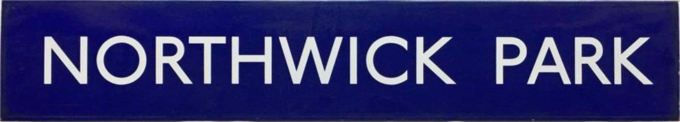 London Underground enamel STATION SIGN from Northwick Park on the Metropolitan Line. This is the