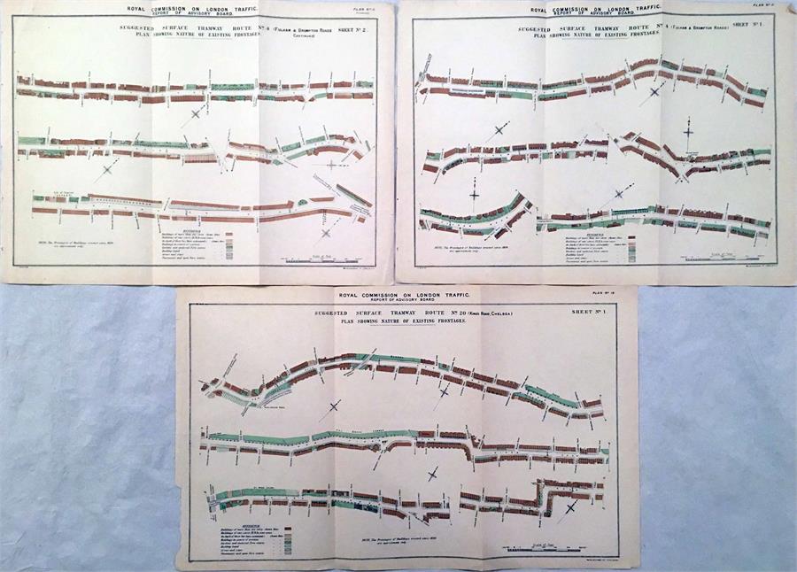 Selection of 3 x 1905 London TRAMWAY PLANS, part of the Report of the Advisory Board, Royal