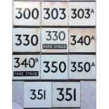 Selection of London Transport bus stop enamel E-PLATES, all in the 3xx series from LT's northern