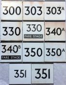 Selection of London Transport bus stop enamel E-PLATES, all in the 3xx series from LT's northern