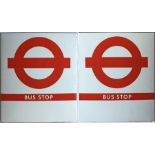 London Transport enamel compulsory BUS STOP FLAG, an E3 'boat'-style example of 1990s vintage,