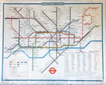 1977 London Underground quad-royal POSTER MAP designed by Paul Garbutt. Now shows BR's North