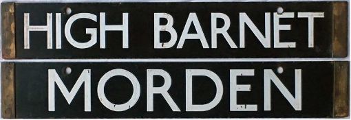 London Underground 1938-Tube Stock enamel CAB DESTINATION PLATE for High Barnet / Morden on the