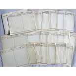 Large quantity of 1950s London Transport trolleybus paper TIME CARDS for a considerable variety of