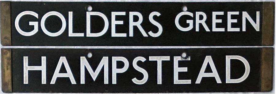 London Underground 1938-Tube Stock enamel CAB DESTINATION PLATE for Golders Green / Hampstead on the - Image 2 of 2