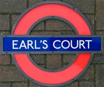 London Underground framed enamel PLATFORM ROUNDEL SIGN from Earl's Court station, probably from