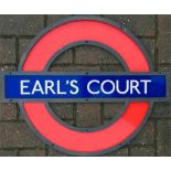 London Underground framed enamel PLATFORM ROUNDEL SIGN from Earl's Court station, probably from