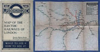 1919 London Underground MAP OF THE ELECTRIC RAILWAYS OF LONDON 'What to See & How to See it' with