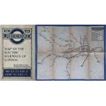 1919 London Underground MAP OF THE ELECTRIC RAILWAYS OF LONDON 'What to See & How to See it' with