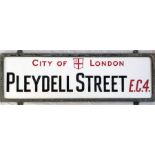 A City of London STREET SIGN from Pleydell Street, EC4, a short thoroughfare just off Fleet
