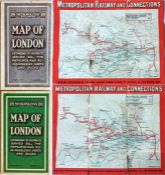 Pair of Metropolitan Railway POCKET MAPS of London (the Met's version of the Underground map)