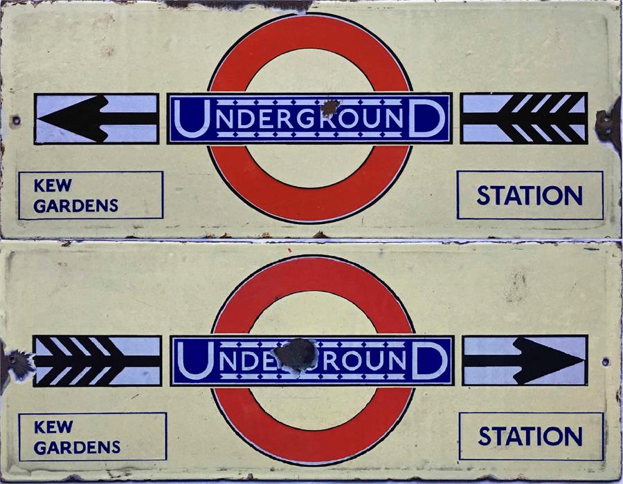Late 1920s/early 1930s London Underground ENAMEL SIGN to Kew Gardens Station featuring a bullseye