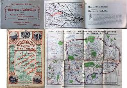 1908 Metropolitan Railway items comprising TIMETABLES BOOKLET, 112pp with fold-out map showing
