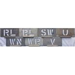 Selection of London Transport bus garage/trolleybus depôt ALLOCATION STENCIL PLATES for RL (Rye