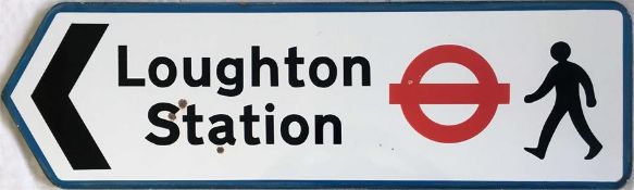 An enamel DIRECTIONAL STREET SIGN for Loughton Underground station. Produced by the local