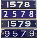 Set of London Underground enamel STOCK-NUMBER PLATES from a 4-car unit of 1962-Tube Stock comprising