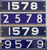 Set of London Underground enamel STOCK-NUMBER PLATES from a 4-car unit of 1962-Tube Stock comprising