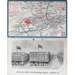 c1908 postcard-size CARD MAP of the London Underground produced by G W Bacon & Co Ltd for the