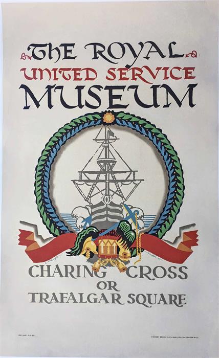 1922 London Underground double-royal POSTER 'Royal United Service Museum - Charing Cross or - Image 2 of 2