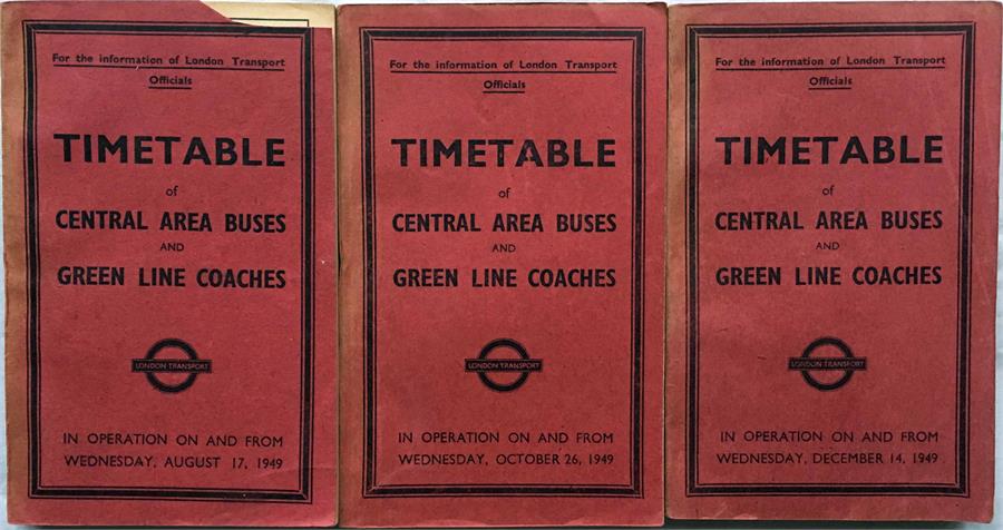 Selection of 1949 London Transport OFFICIALS' TIMETABLE BOOKLETS ('Red Books') of Central Area Buses - Image 2 of 2