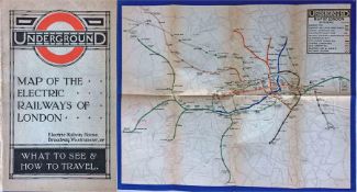 1919 London Underground MAP OF THE ELECTRIC RAILWAYS OF LONDON 'What to See & How to See it' with