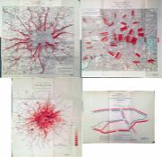 Selection of 1912 London Traffic Census large-scale MAPS & DIAGRAMS ('Plates') comprising "Volume of
