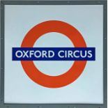 London Underground enamel PLATFORM ROUNDEL SIGN from Oxford Circus station. Measures 25" (64cm)
