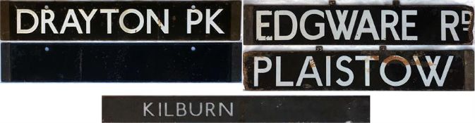 London Underground items comprising 2 x CAB DESTINATION PLATES, one Drayton Pk/blank (good